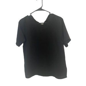 Forever 21 Size Medium V Neck Short Sleeve Top Black